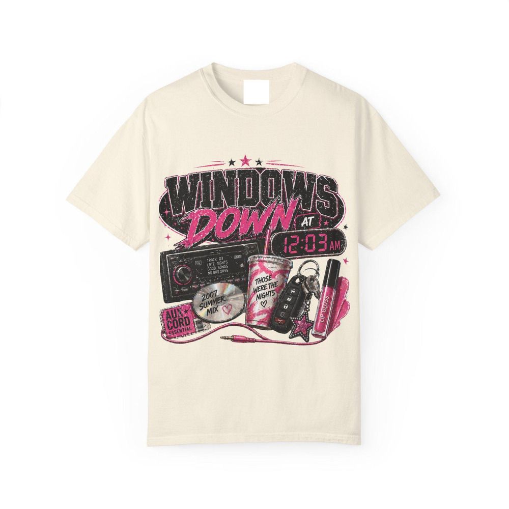 Windows Down Cassette Radio Graphic T Shirt Off White